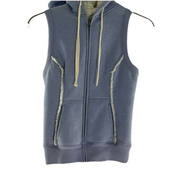 OLD NAVY Vest Womens Size Small Sherpa Lined Fleece Zipper Pocket Hooded Jacket - Picture 3 of 8